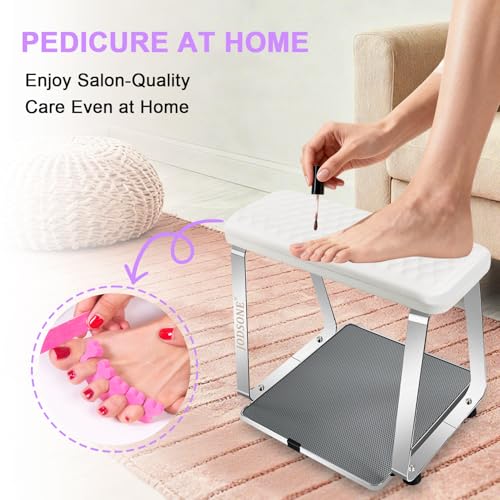 JODSONE Pedicure Foot Rest for Nails Tech with Soft Cushion,Pedicure Stool,Nail Stand,Detachable Stainless Manicure Foot Rest for Home and Salon Use Pedicure Station