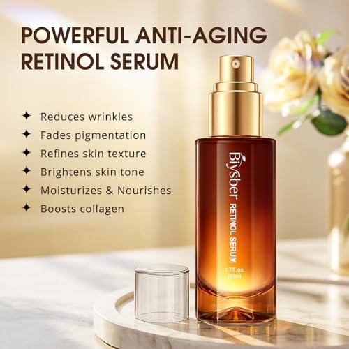 Retinol Collagen Serum for Face: Anti Aging &Anti Wrinkle Repair Peptide Serum with Hyaluronic Acid to Boost Hydration- Day/Night Facial Firming Neck Plump Skin Care for Women/Men(1.70 Fl Oz)