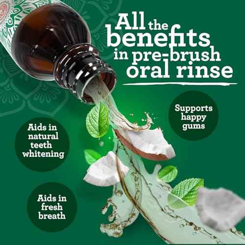 GuruNanda Starter Pulling Oil Mouthwash for Natural Teeth Whitening, Coconut and Peppermint Oil for Fresh Breath & Happy Gums, Alcohol-Free, 8 Oz