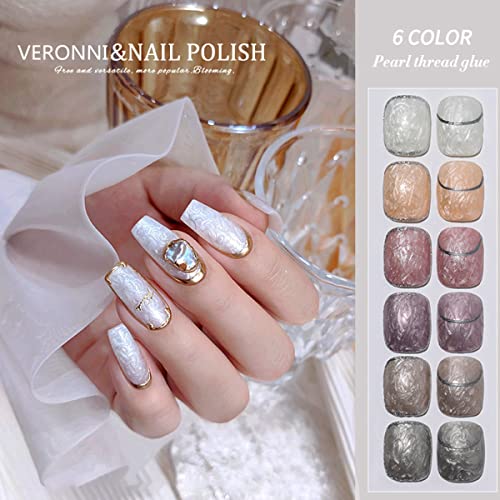 VERONNI Pearl Gel Nail Polish Kit - 6Pcs Soak-Off Gel Set