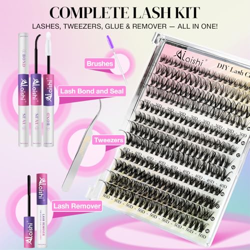 Lash Clusters Kit, DIY Eyelash Extensions 9-16mm, 280pcs D Curl Fluffy