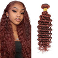 24 Inch Reddish Brown Deep Wave Brazilian Human Hair Bundles