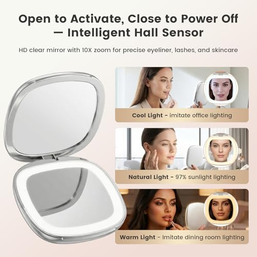 FRANO 10X Magnifying Makeup Mirror with Dimmable LED Light