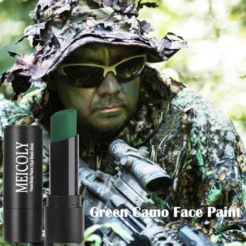 MEICOLY Green Face Body Paint Stick for Halloween SFX Cosplay Makeup,Witch Elphaba Green Face Paint, Camo Hulk Face Painting,Eye Black Stick,Waterproof Eye Black Baseball Softball Football Lacrosse