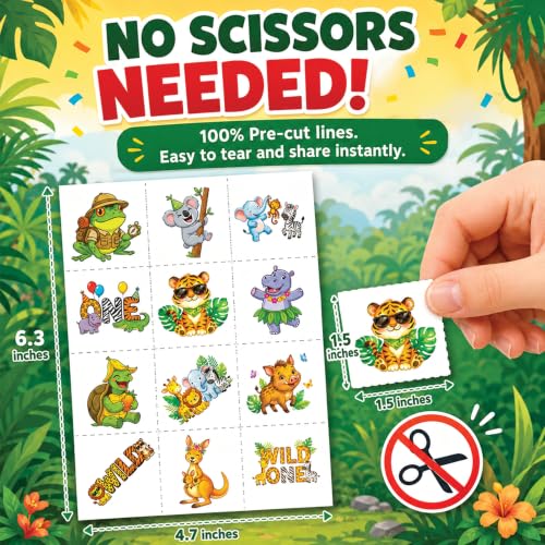 96 PCS Wild Animals Temporary Tattoos for Kids