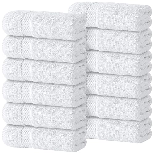 White Classic Cotton Washcloths 13x13 Inch 12 Pack