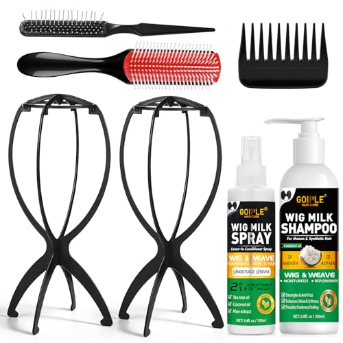 Wig Care Kit with Stands, Combs & Revitalizing Shampoo