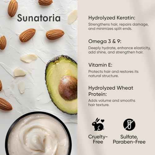 SUNATORIA Keratin Hair Mask - Deep Conditioner for Dry Damaged Hair - Hydrates, Repairs, Nourishes - Keratin Hair Treatment - Deep Conditioning Hair Mask - Keratina Mascarilla Para el Cabello