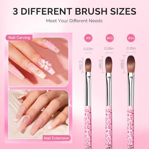 MelodySusie 3-Piece Acrylic Nail Brush Set for Art & Extensions