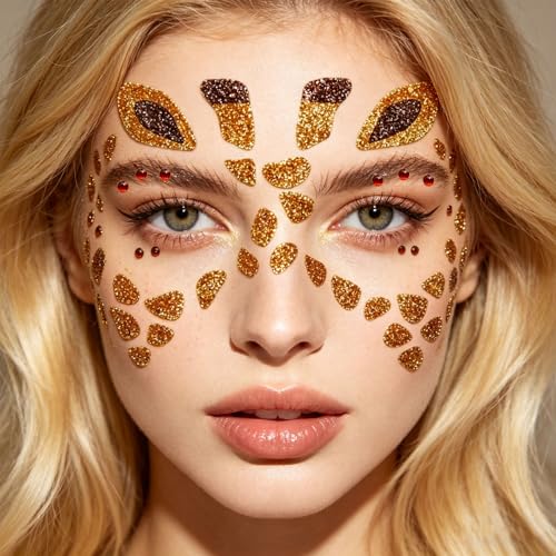 Glitter Giraffe Face Stickers - Temporary Sparkly Makeup Art Decals