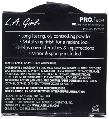 L.A. Girl Pro Face HD Matte Pressed Powder, Nude Beige, 0.25 Ounce (Pack of 3) (GPP605)