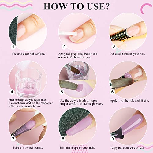Saviland Acrylic Nail Starter Kit - Clear, Pink & Nude Powder with Liquid