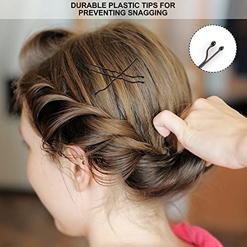PURPLESKY 400 Pack Black No-Slip Bobby Pins with Case - Strong Hold Hair Accessories for All Hair Types, 2 Inch