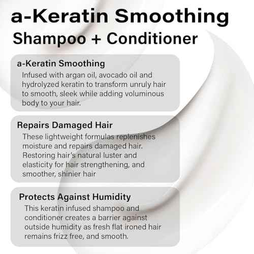 Peter Coppola a-Keratin Smoothing Shampoo & Conditioner Set - Smooths Thick Coarse Hair - Infused With Argan Oil, Avocado Oil And Hydrolyzed Keratin Transforms Frizz Into Shiny & Healthy Hair (10 oz)
