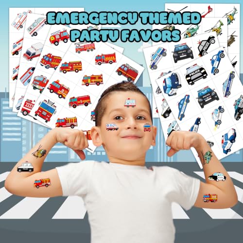 96 PCS Emergency Vehicle Temporary Tattoos - Party Favors