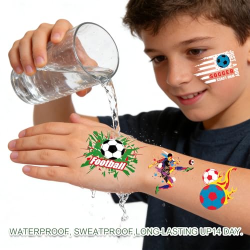 UV Glow Soccer Ball Temporary Tattoos, 60Pcs Waterproof