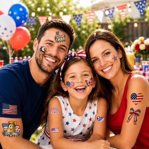 250th Anniversary Patriotic Temporary Tattoos - 60PCS