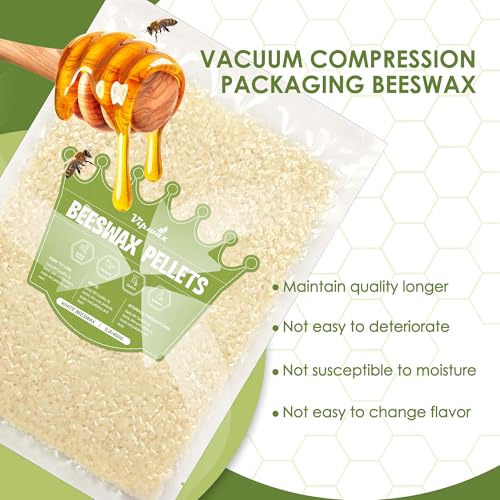VIPwax 1LB Natural Organic Beeswax Pellets for Candle Making