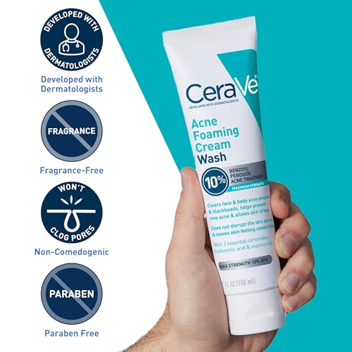 CeraVe Acne Foaming Cream Wash with 10% Benzoyl Peroxide