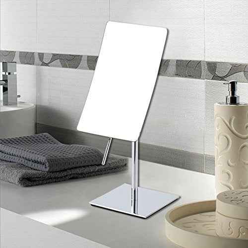 Gecious Table Standing Rectangular Vanity Makeup Mirror with 3X Magnification, High Adjustable, Made of 304 Stainless Steel, for Hotel Bathroom Polished Chrome