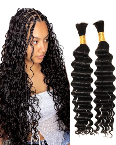 BEEOS Human Braiding Hair 20" Deep Wave 100g 2 Bundles