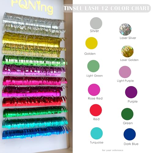 12 Colors Tinsel Lash Extensions 15mm D Curl Holographic