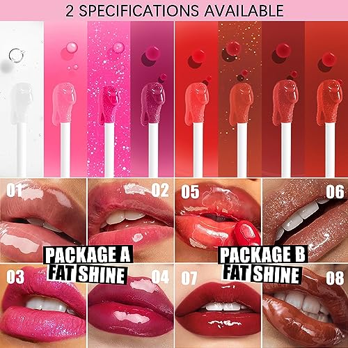 8 Colors Lip Oil with Soft Brush | Hydrating Plumping Lip Gloss