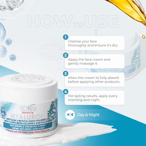Hyaluron & Amber Algae Anti-Aging Day and Night Cream with Micro-Collagen and Hyaluronic Acid for Age 40 and Above - 50 ml