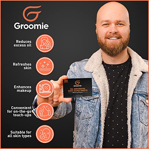 Groomie Oil Absorbing Blotting Sheets with Charcoal, 100 Count