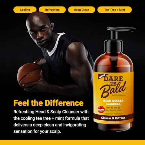 high time Dare 2B Bald Head & Scalp Cleanser | Bald Head Moisturizer for Men | Bald Head Care Regimen | with Tea Tree Oil, Mint & Green Tea Extract - 8 FL OZ