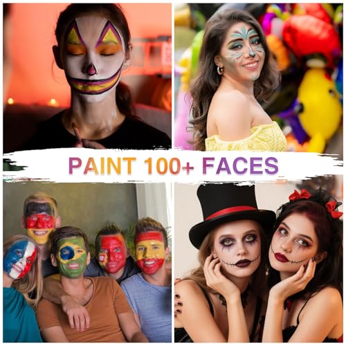 VESPRO Professional Face Painting Kit - 32 Colors, 10 Brushes & Stencils