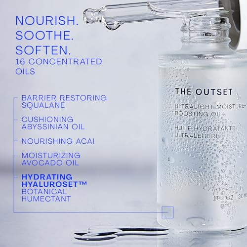 The Outset Ultralight Hydrating Face Oil with Squalane, Fast-Absorbing, Non-Clogging & Gentle Moisturizer, Fragrance-Free, Clean, Vegan & Gluten-Free Skincare for All Skin Types, Sensitive - 1 fl oz