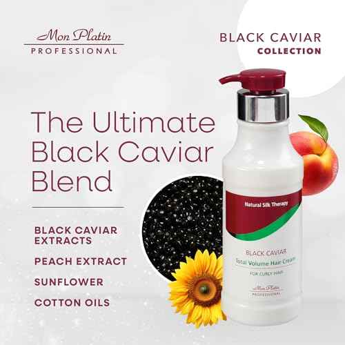 Total Volume Hair Cream for Curly Hair, Hydrating Formula with Black Caviar and Peach Extract, Sunflower & Cotton Oils, Anti-Frizz, Curl Enhancer for Volume Control, 400 ml