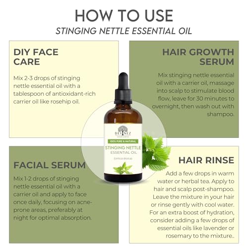 Stinging Nettle Essential Oil, 30ml/ 1.01 Fl Oz (Urtica dioica) - 100% Natural & Undiluted, for DIY Skin & Haircare,