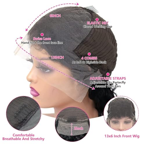 13x6 HD Lace Front Wig 200% Density Virgin Human Hair 28"