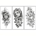 Floral Face Temporary Tattoos - 3 Sheets, 5-7 Days