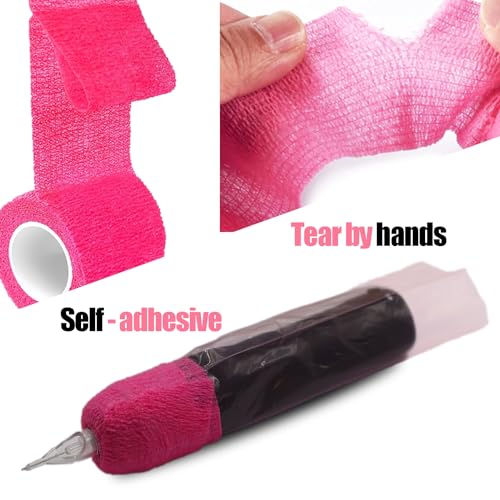 200 Pink Tattoo Pen Covers + 4 Grip Tapes Set