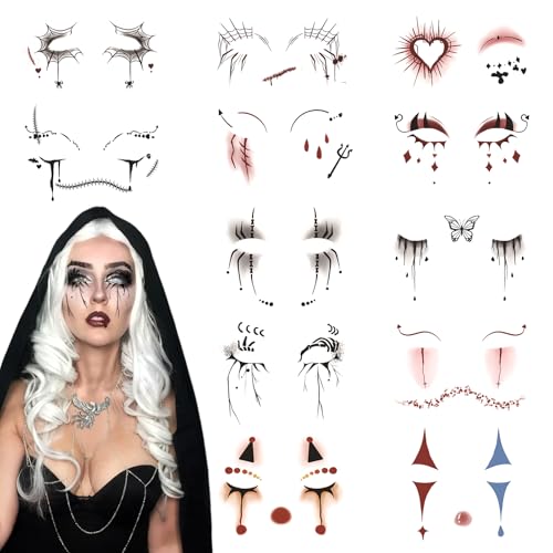 Halloween Temporary Tattoo Stickers - 12 Sheet Set