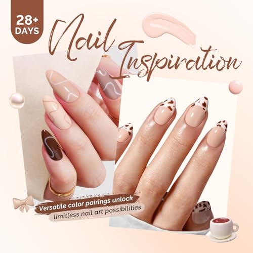 MelodySusie Mocha Vibes Gel Nail Polish Set - 6 Neutral Colors for Manicure & Nail Art