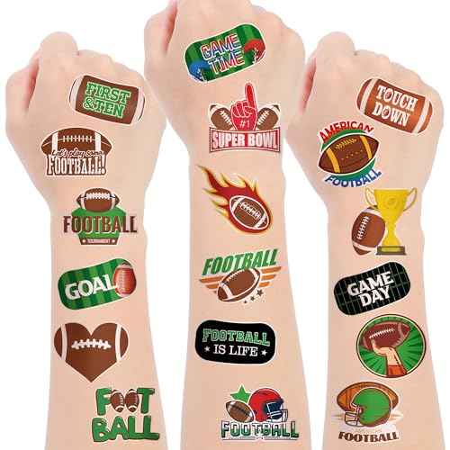 Fovths 144 Pieces Football Temporary Tattoos Football Team Tattoos Footballs Face Stickers for Touch Down Party Decorations Sports Themed Party Supplies, 24 Designs