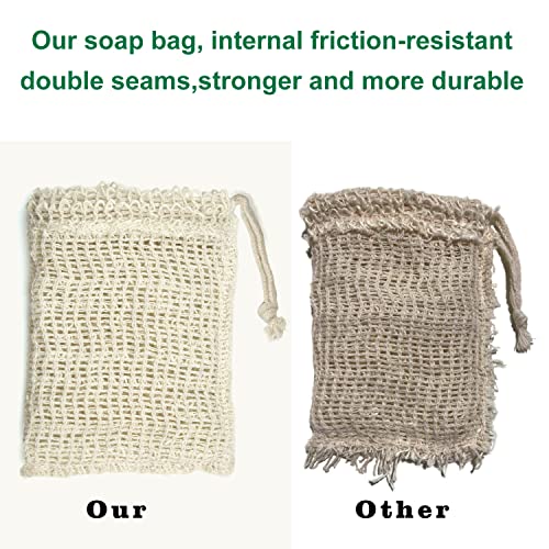 E-KNOW Soap Saver Pouch, Soap Bag Body Scrubber for Bar Soap or Soap Lift, Body Exfoliator Sponge for Bath or Shower, 4 Pack Soap Bag + 3 Piece Soap Lift Soap Saver Pads.