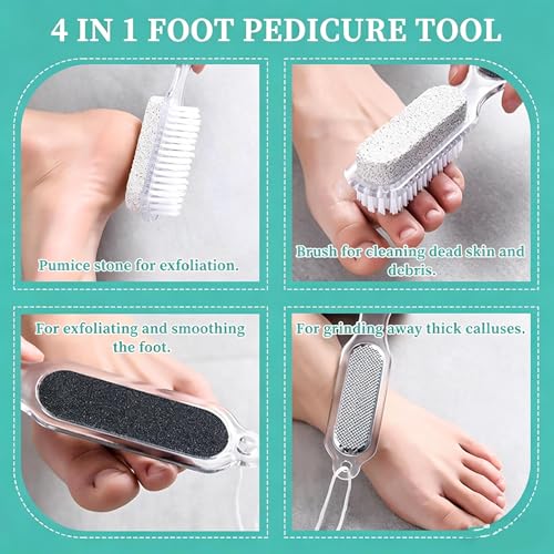 3PCS Pumice Stone Pedicure Tools Set - Oval, Tapered & Brush