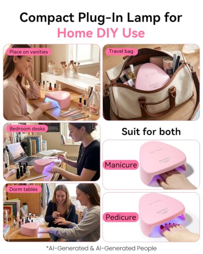 Makartt Compact UV LED Nail Lamp for Gel Polish - Plug-In Dryer (Pink)
