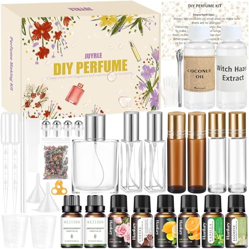 DIY Perfume Making Kit with 8 Essential Oils & Roller Bottles