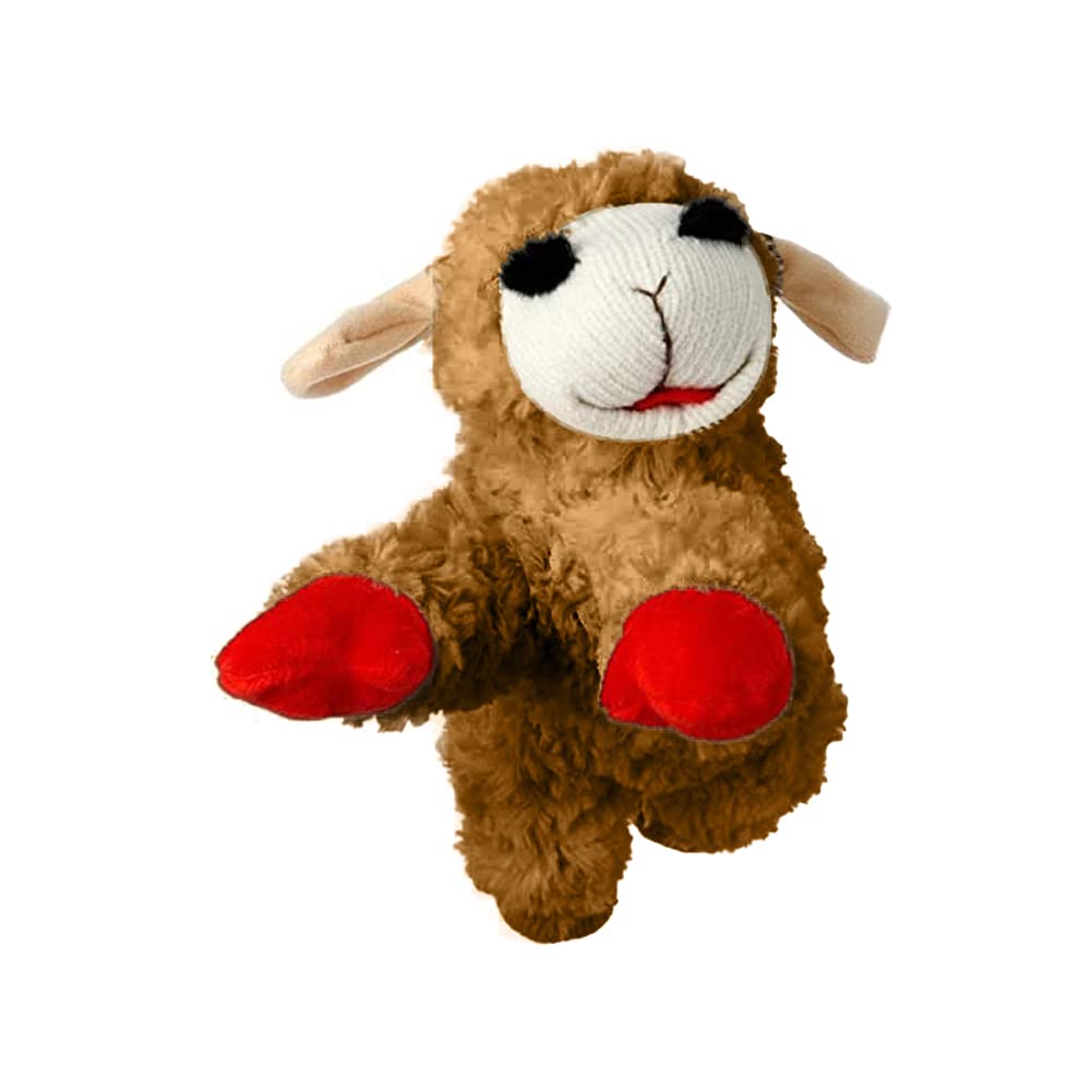 Multipet Mini Lamb Chop Officially Licensed, 6" Plush, Squeak Pet Toy, Bundle of 3 (White, Black and Brown)