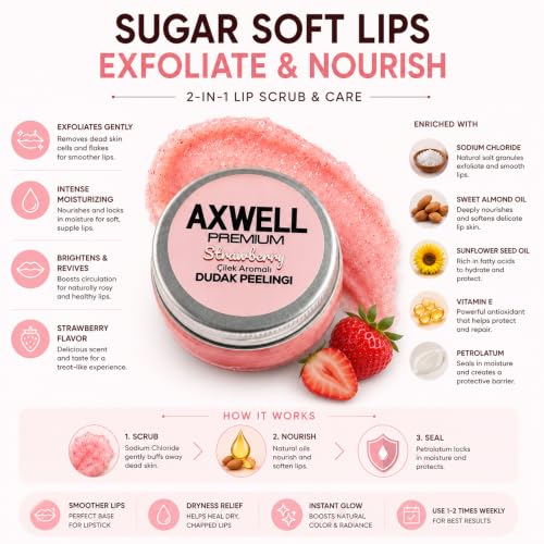 Axwell Premium Lip Scrub with Vitamin E & Almond Oil