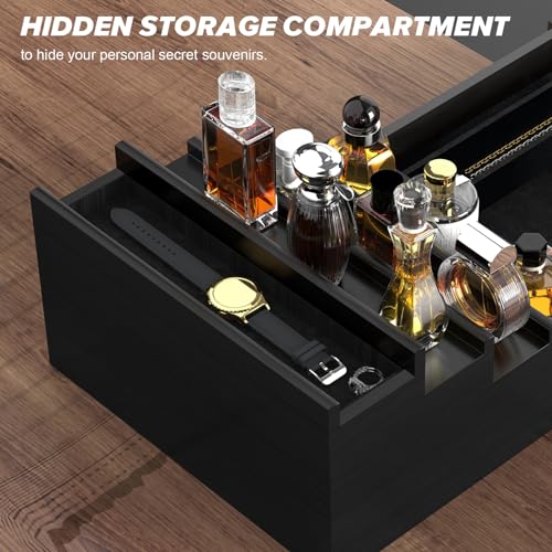Cologne Organizer for Men 4-Tier Wood with Hidden Compartment