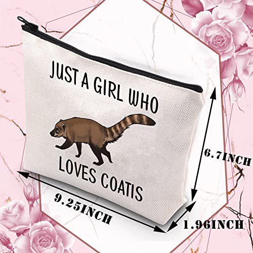 BDPWSS Coati Lovers Gifts Just A Girl Who Loves Coatis Raccoons Makeup Bags Coatimundi Gifts Zipper Pouch For Animal Lovers (Girls loves coatis)