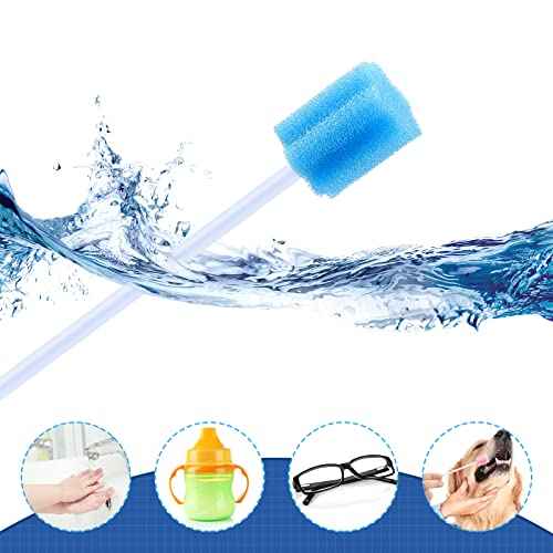 TrelaCo 500 Pcs Toothettes Oral Swabs Bulk Disposable Mouth Cotton Swabs Multicolor Sponge Individually Wrapped for Elderly Adults Oral Cavity Mouth Cleaning(Plum Blossom)