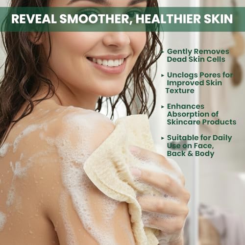 Natural Egyptian Loofah Exfoliating Body Scrubber (Pack of 4) - Organic Bath Luffa Sponge for Deep Clean Skin Care - Eco-Friendly Shower Loofah for Women and Men - Face, Back & Body Spa Exfoliator